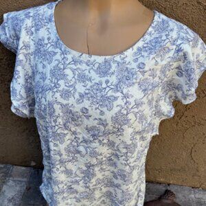 CYNTHIA ROWLEY FLUTTER SLEEVE BLOUSE SZ M